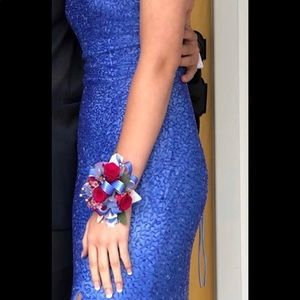 Purple/blue prom dress. Size 6. Has not been altered. Back ties. Worn once